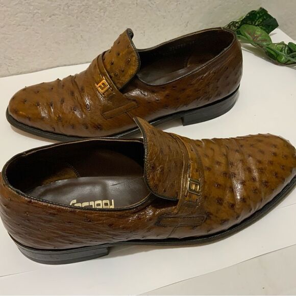 Footjoy Brown Ostrich Leather Loafers 73668 12C